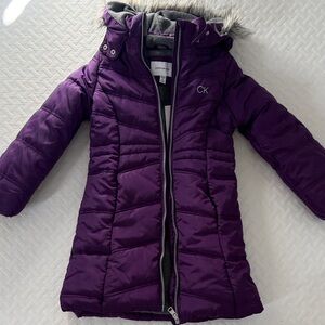 New Calvin Klein Kids Long Purple Winter Coat